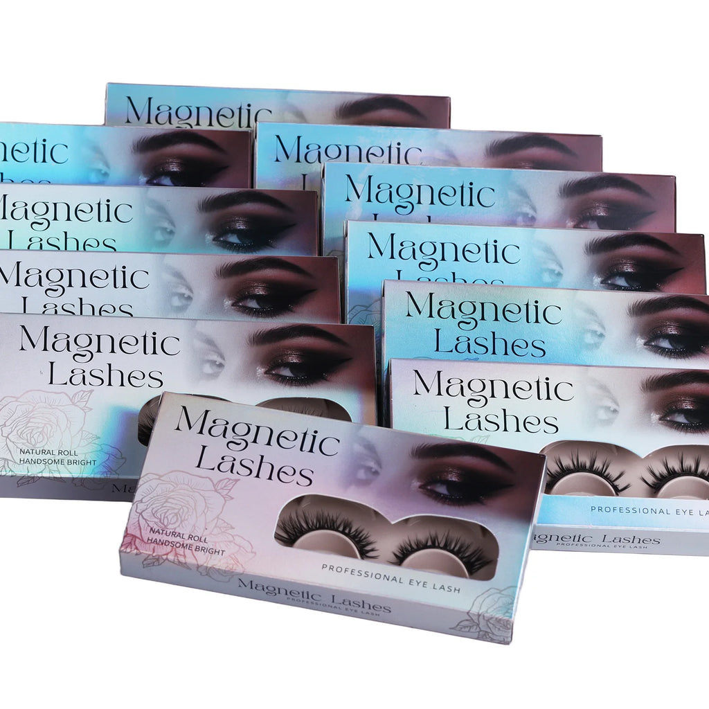 2Pairs Magnetic Eyelashes 3D Natural False Eyelash Reusable Easy Wear Eye Makeup Set Gluee-free Lashes
