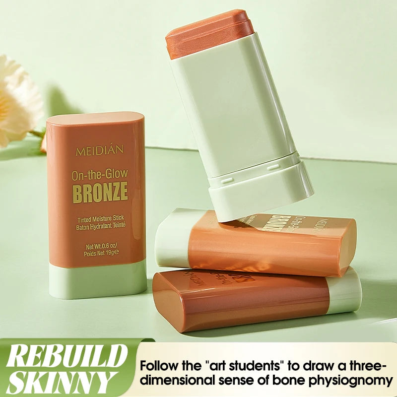 4pcs Durable waterproof powder blusher stick, multi color options, vibrant color, rich color display, suitable for daily