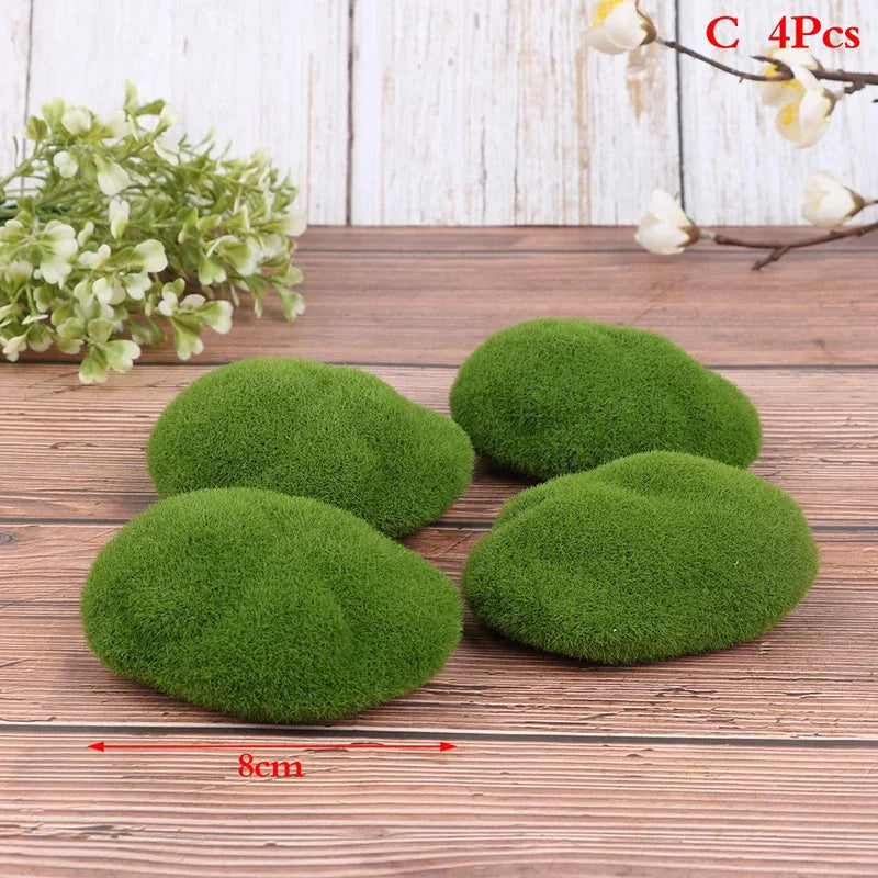 4pcs Artificial Moss Stone Simulation Fairy Garden Miniatures Bonsai Terrarium Succulent Gnomes Fake Moss Home Decor Decoration