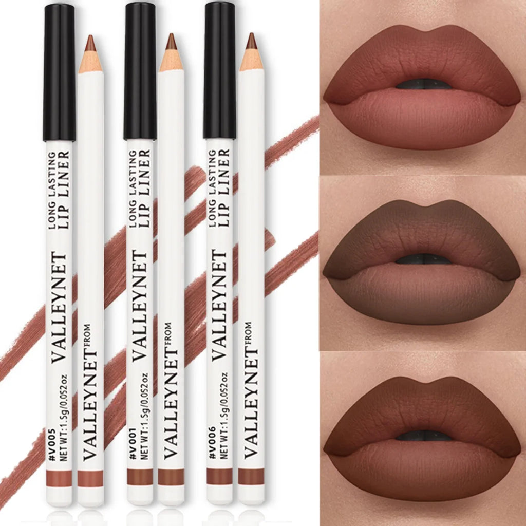 3pcs/set Lip Liner Eyeliner Set  Long Lasting Matte Waterproof Lipstick Lip Liner Women's Lip Makeup, Matte Lip Liner
