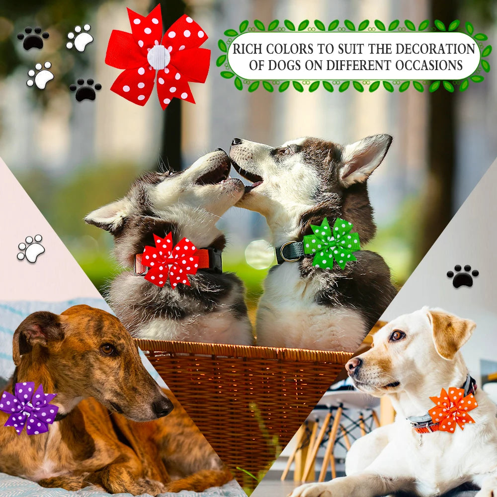 10ps Dog Bow Tie Small Dog Accessories Slideable Dog Bowties Dot Pet Supplies Pet Dog Collar Grooming Accessories For Dogs Cats