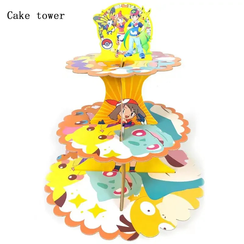 Pokemon Theme Birthday Party Decoration Supplies Cartoon Pokemon Go Tableware Cups Plates Pikachu Balloon For Baby Shower Favors