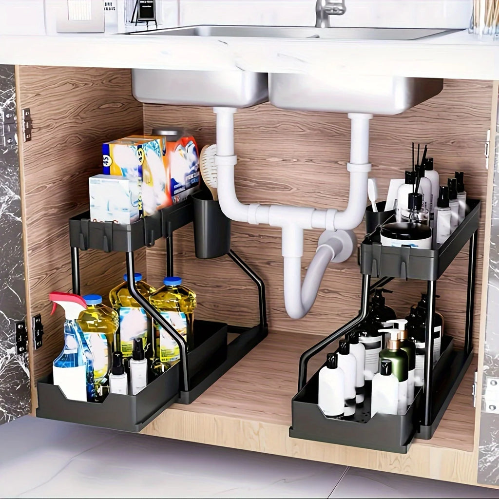 Multi-layer Pull-out Finishing Seasoning Household Kitchen Rack Bathroom Sink Layered Sundries Storage Rack