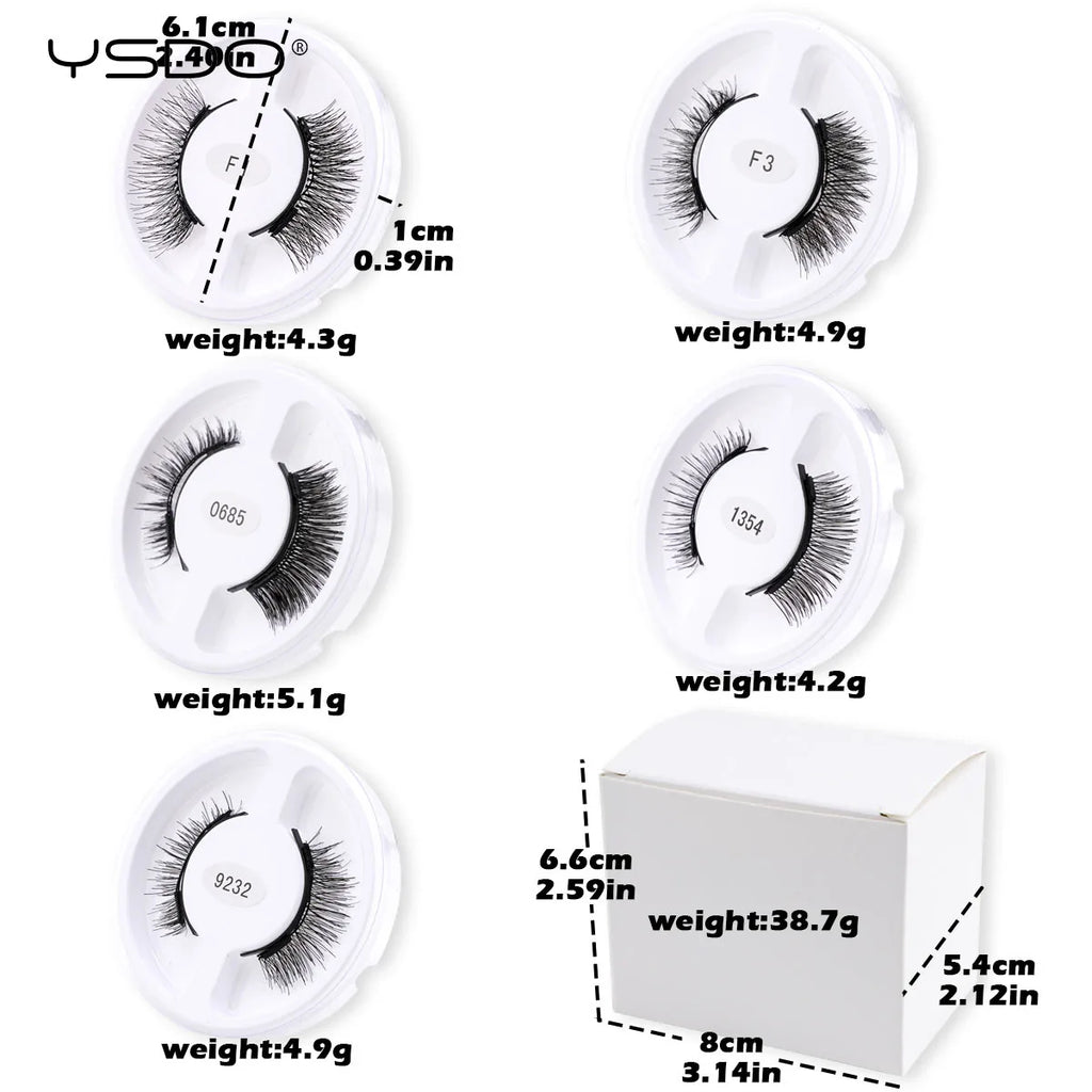 YSDO Upgrade Magnetic False Eyelashes 5 pair Set Eyelash Extension 3D Natural Lashes 3-Step Press On Fake Lash Handmade EyeLash