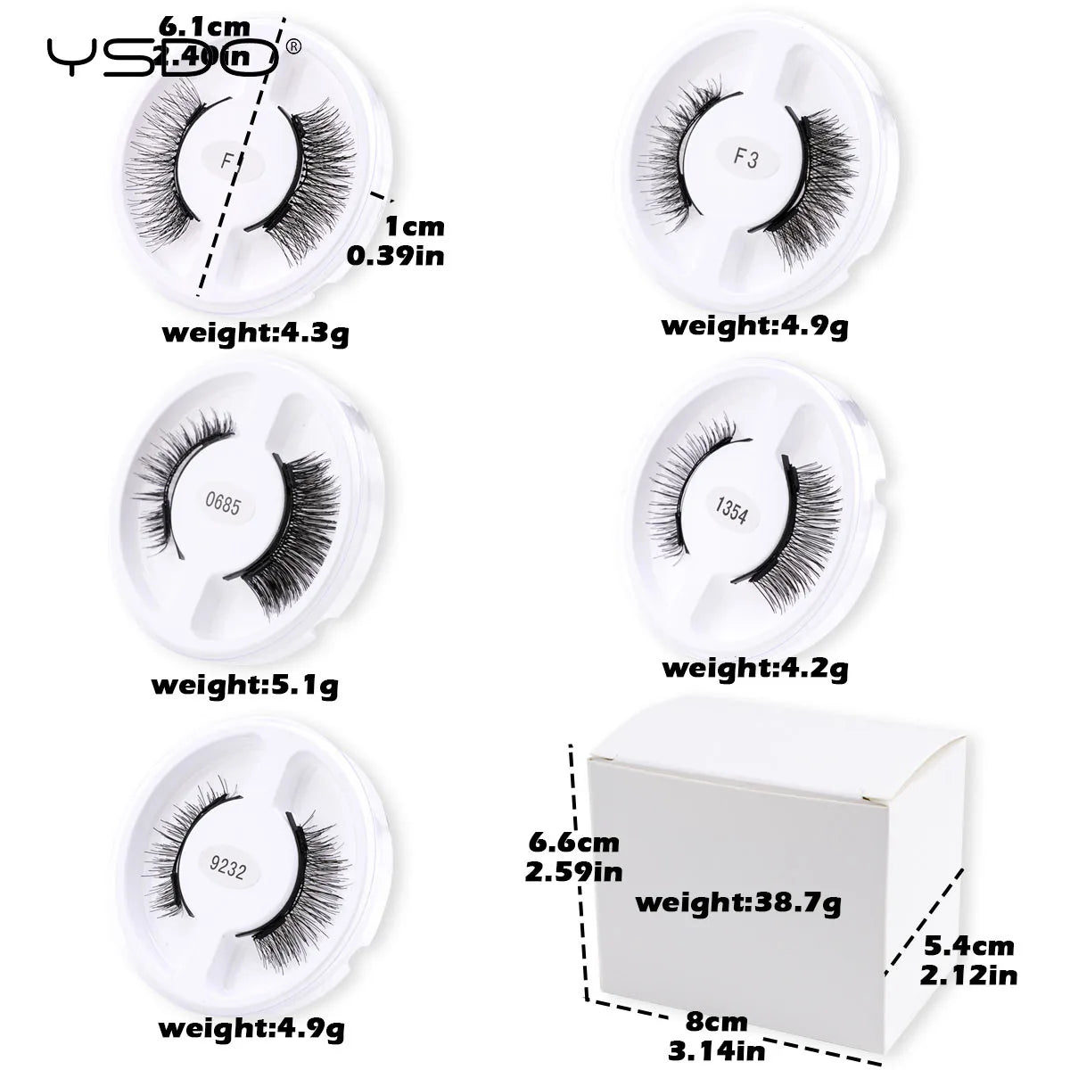 YSDO Upgrade Magnetic False Eyelashes 5 pair Set Eyelash Extension 3D Natural Lashes 3-Step Press On Fake Lash Handmade EyeLash