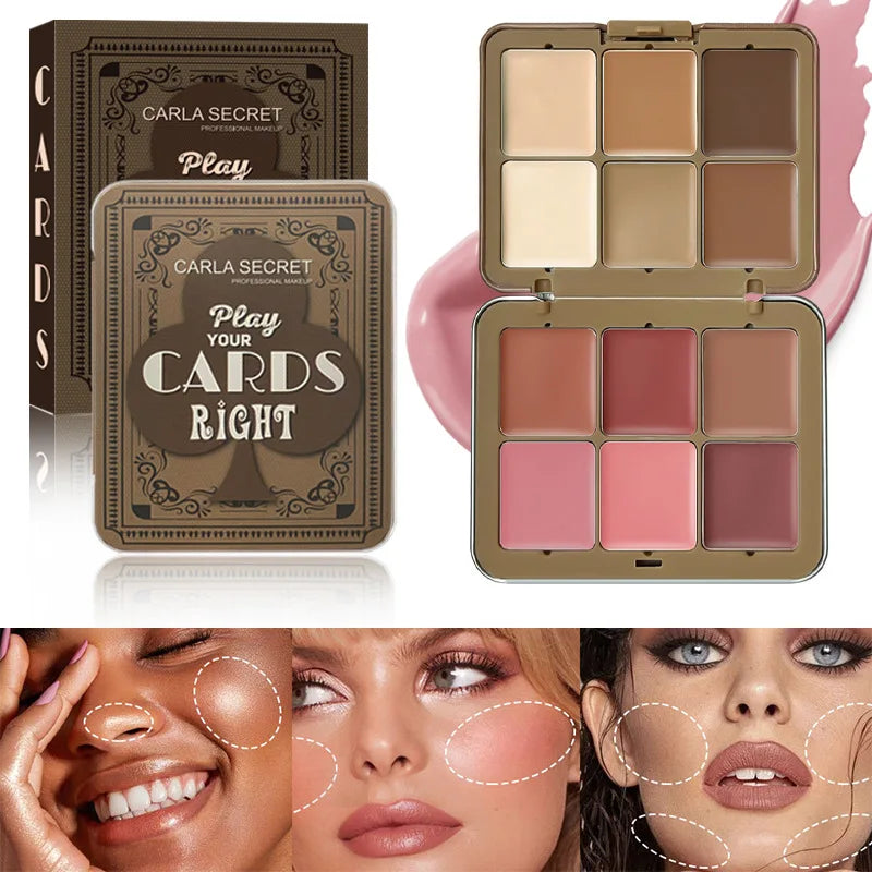 Contour and Highlighter Palette Makeup BlushMulti-Color Cream Blush Plate12 Colors Creamy Blush Palette  Concealer Plate