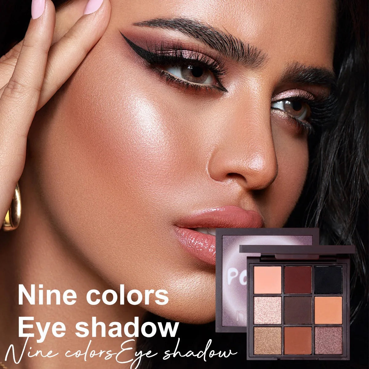 MUGE LEEN Nine-Color Eyeshadow Palette Matte Pearlescent Rose Smoke Peach Earth Tone Milk Tea Powder for Eye Makeup