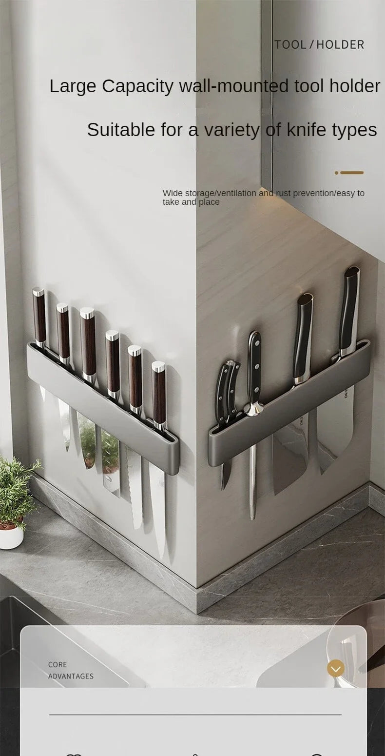 Wall-mounted Knife Organizer Kitchen Multifunctional Shelf Household Kitchen Knife Knife Storage Kitchen Storage Accessories