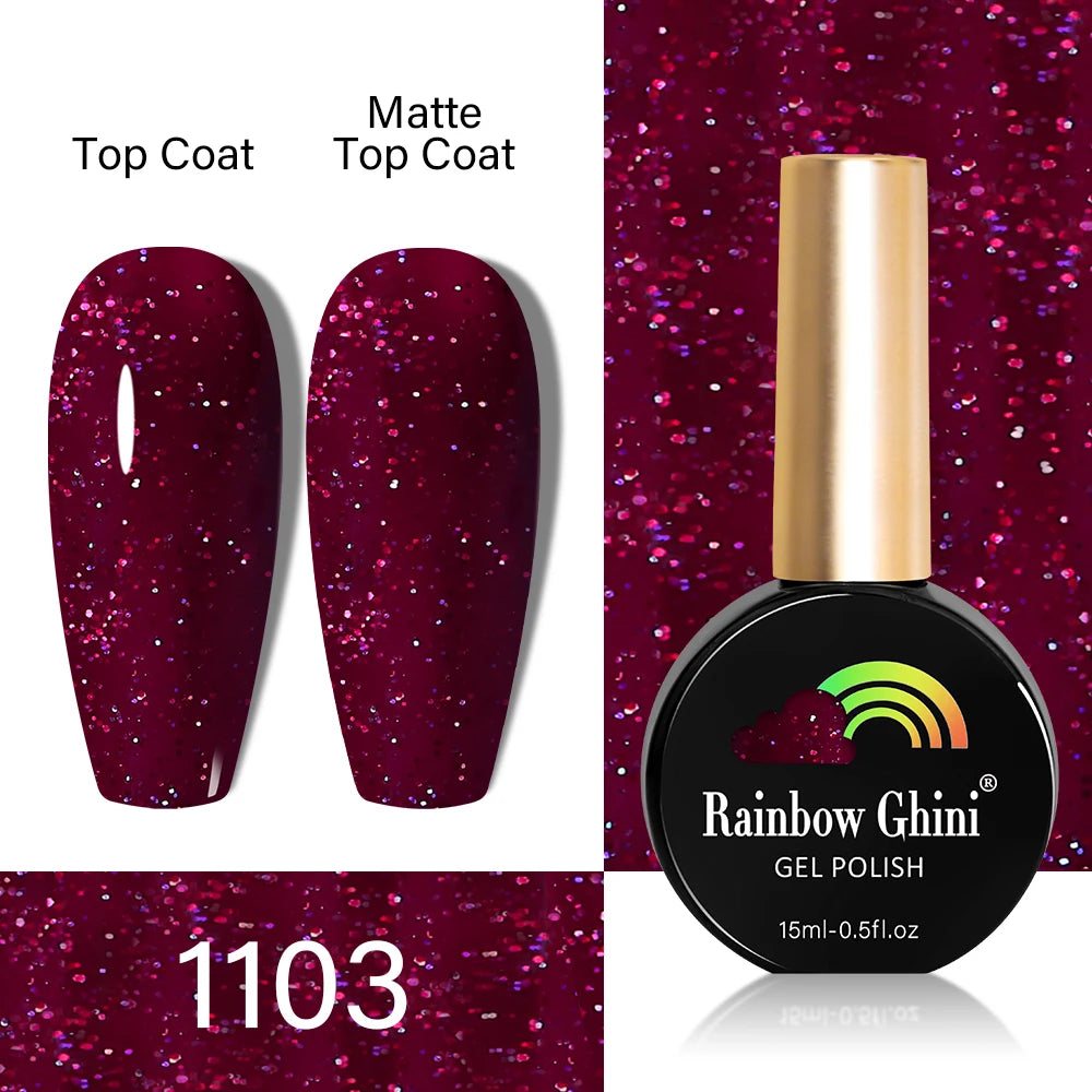 RG HEMA TPO FREE Neon Glitter Gel Nail Polish 15ml Nail Art Manicure Semi Permanent Gel Hybrid Varnishes Top Base Coat UV Nail