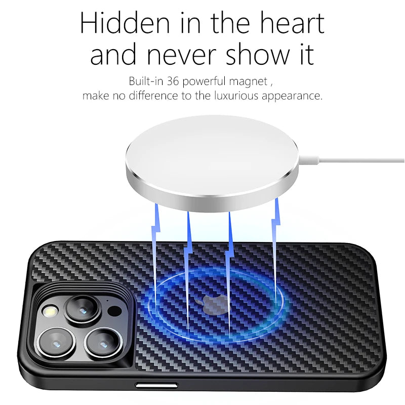 Wlons Magnetic Kevlar Aramid Fiber Cover For iPhone 16 15 14 13 Pro Max 16 15 14 Plus Anti-Drop Anti-Fingerprint Magsafe Case