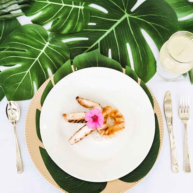 Hawaiian Artificial Tropical Palm Leaves Plant Summer Luau Aloha Jungle Theme Party Decoration Wedding Birthday Home Table Decor