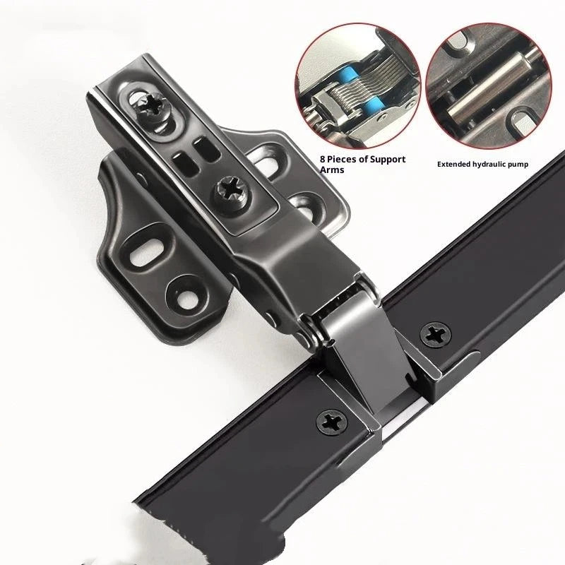 Universal Heavy-Duty Aluminum Frame Glass Door Hinge for Bathroom Kitchen Display & Storage Cabinets - Hidden Installation