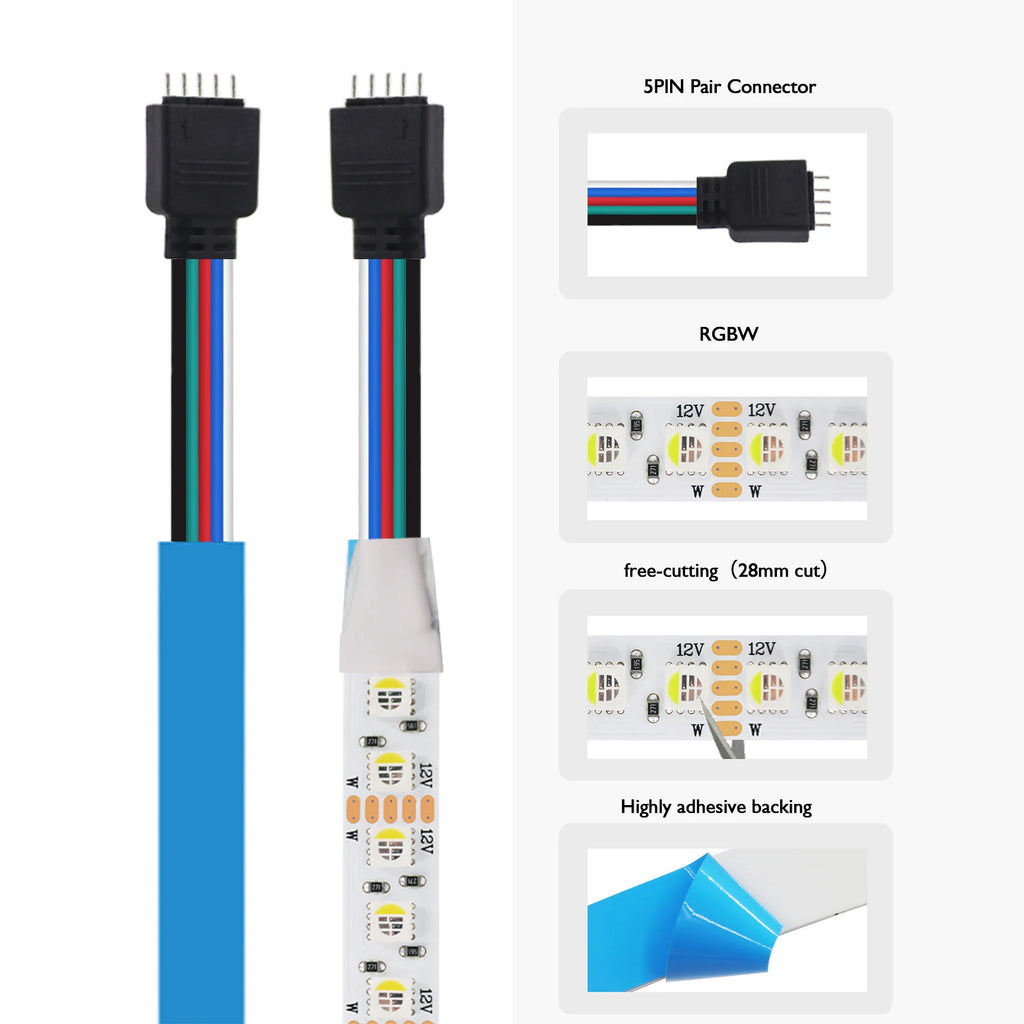 RGBW RGBWW LED Strip DC 12V 24V 4 Colors In 1 Chip SMD 5050 60 108 120 Leds/M Flexible Ribbon Tape Rope Light