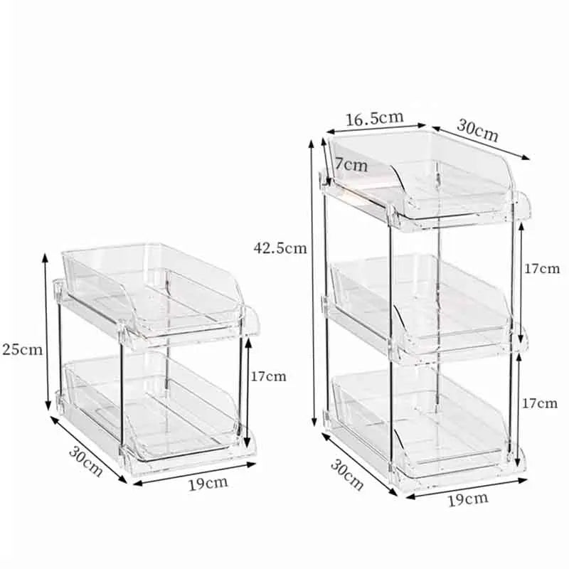 Cup Storage Rack Kitchen Cabinet Bar Double Tea Set Mug Holder Multifunctional Sundry Organization Countertop Pull Out Shelf