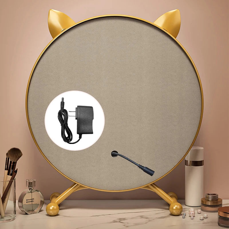 Desktop Smart LED Makeup Mirror with Light Home Bedroom Dressing Table Mirror Student Dormitory Desktop Dressing Mirror