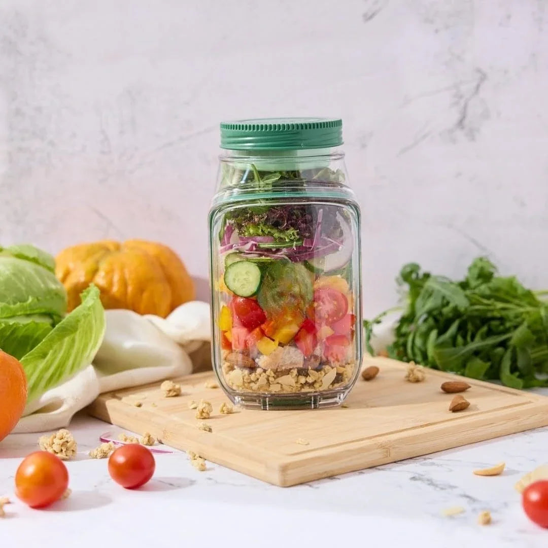 Portable Fruit and Vegetable Salad Storage Jar, Dry and Wet Separated with Lid, Essential for Fitness/travel