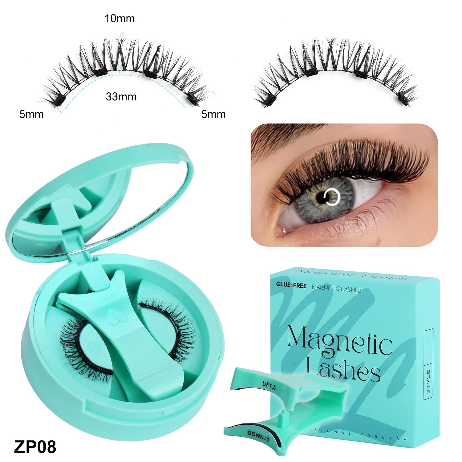 Magnetic Fake Eyelashes Set Reusable 3D Glue-free Waterproof Natural False Eyelashes With Travel-friendly Applicator