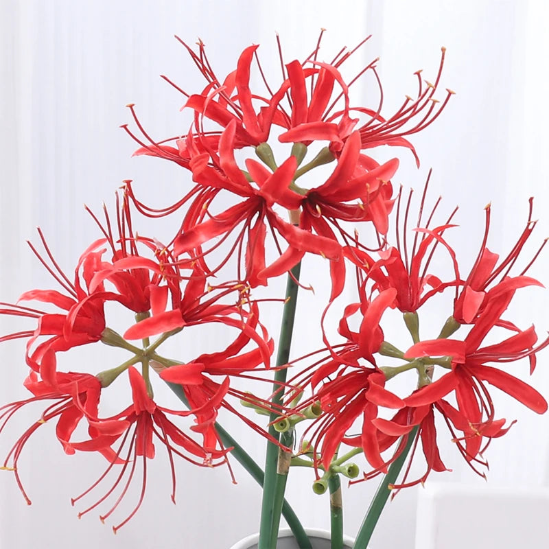 Kahaul 64cm Artificial Higanbana Flowers Branch Beautiful Fake Flower Christmas Wreath Home Festival Party Wedding Garden Decor