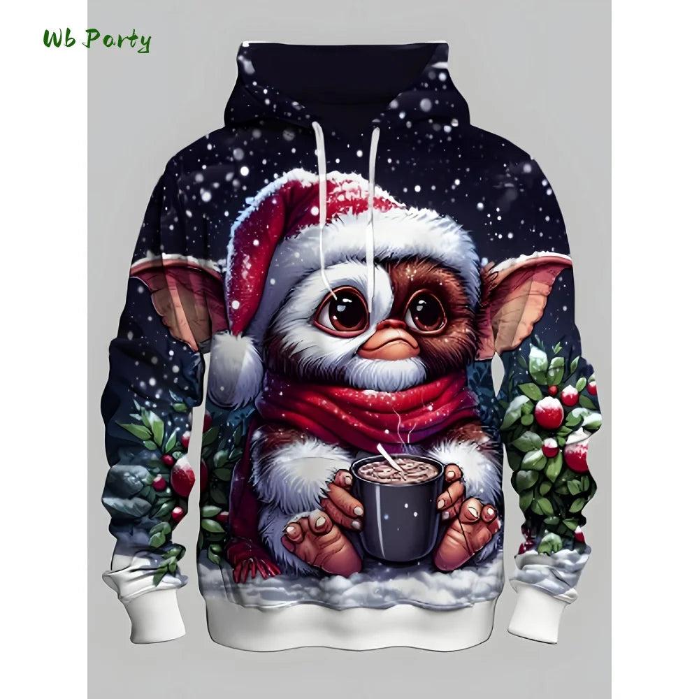 Fashion Men's Hooded Hoodies 3D Prints Christmas Theme Sweatshirt Drawstring Sportwear Long Sleeve Tops Casual Men's Sweatshirt