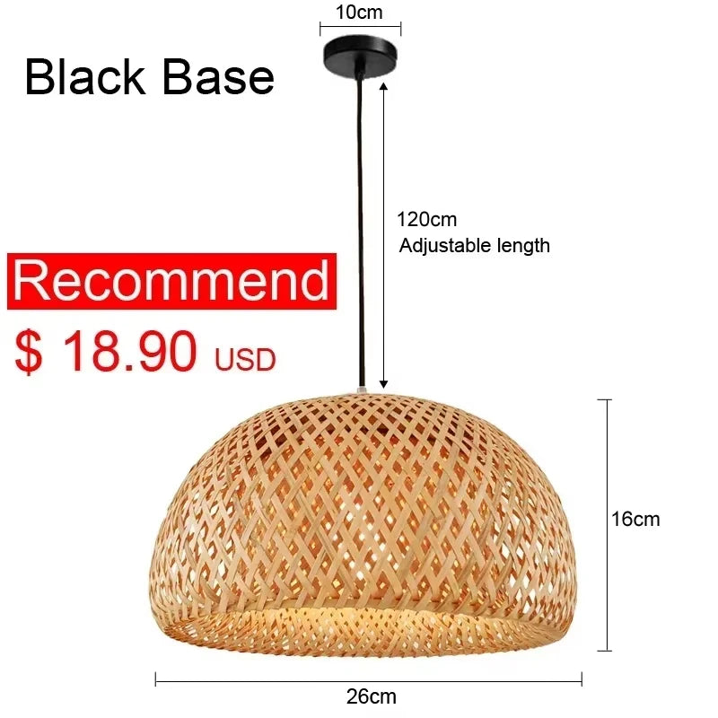 Bamboo Hanging Lamp Pendant Ceiling Light Rattan Wicker Lustre Hand Knit Braiding Suspended Home Dining люстра потол