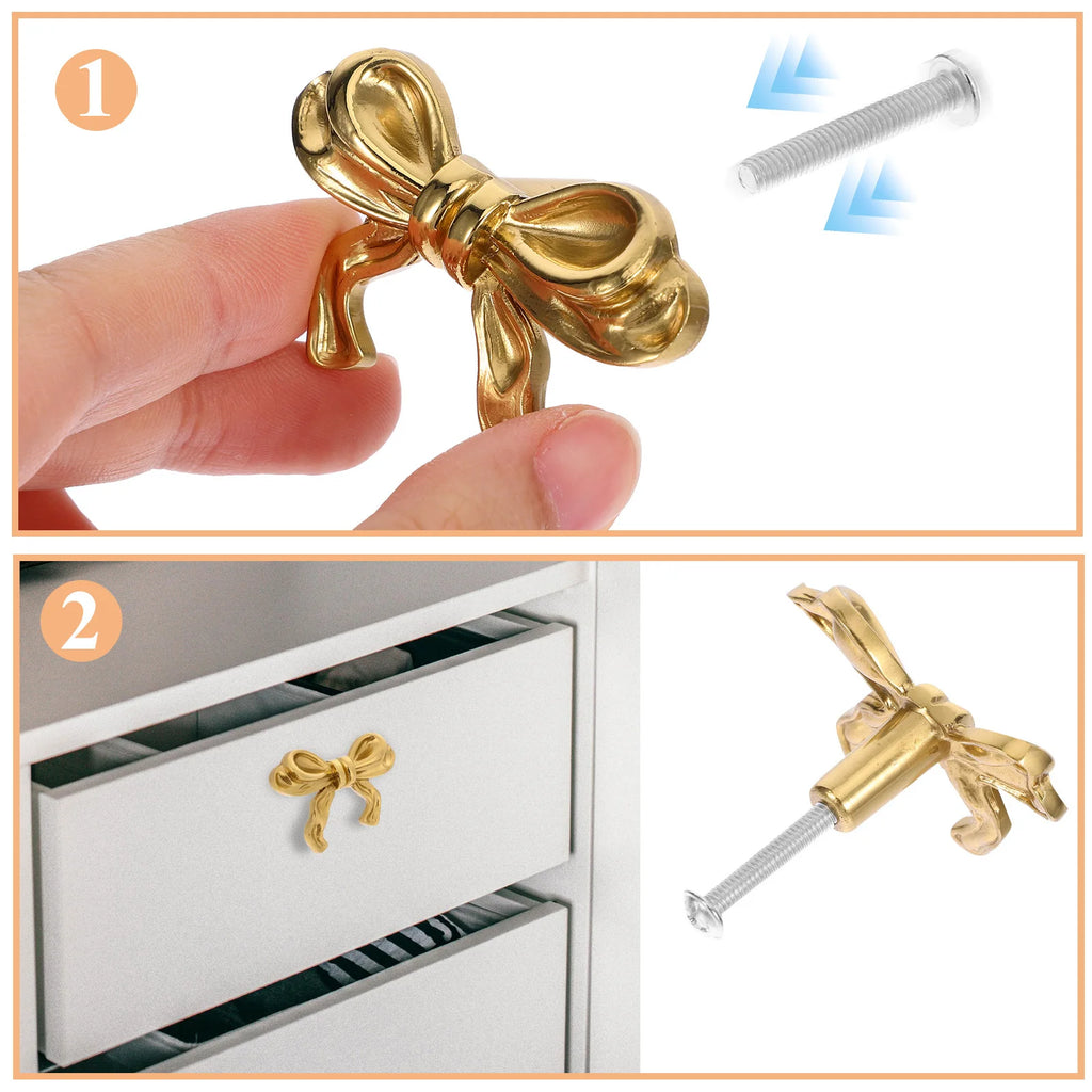 Brass Drawer Knobs Furniture H les Bow Copper Cupboard Cabinet Dresser Door Hardware Metal Closet Kitchen Storage