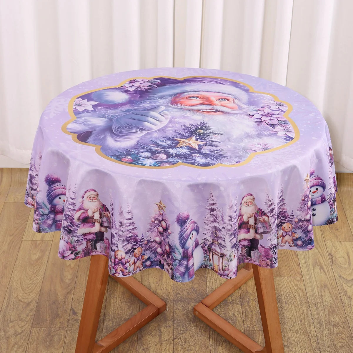 Purple Christmas Tablecloth Santa Claus Table Cover Christmas Party Table Decorations for Home Kitchen 2025 Xmas Gifts Navidad