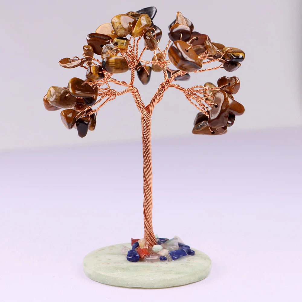 Amethyst Healing Crystals Tree Copper Wire Wrapped on Natural Stone Slice Base Home Desk Living Room Gemstone Decor Mini Sized