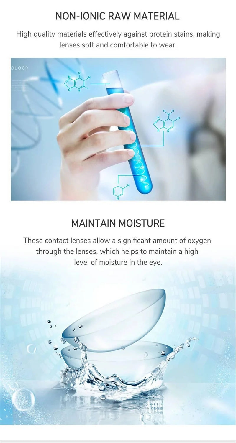 YIMEIXI 2pcs Colored Contact Lenses for Eyes Natural Look Blue Eye Lenses with Degree Myopia Makeup Beauty Pupil Gray Eyes New