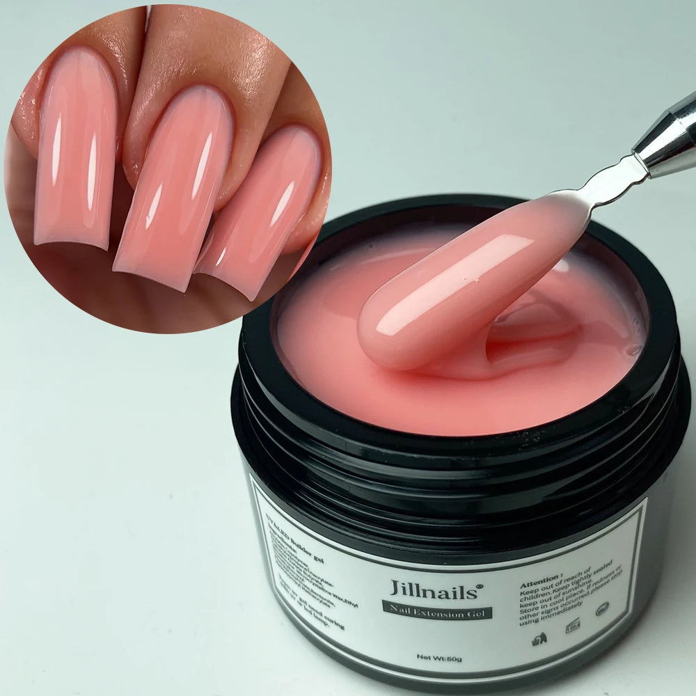 Jillnails Dusty Pink Nude Gel Nail Builder 50G Burgundy Shimmer Builder UV Gel for Nails Extension