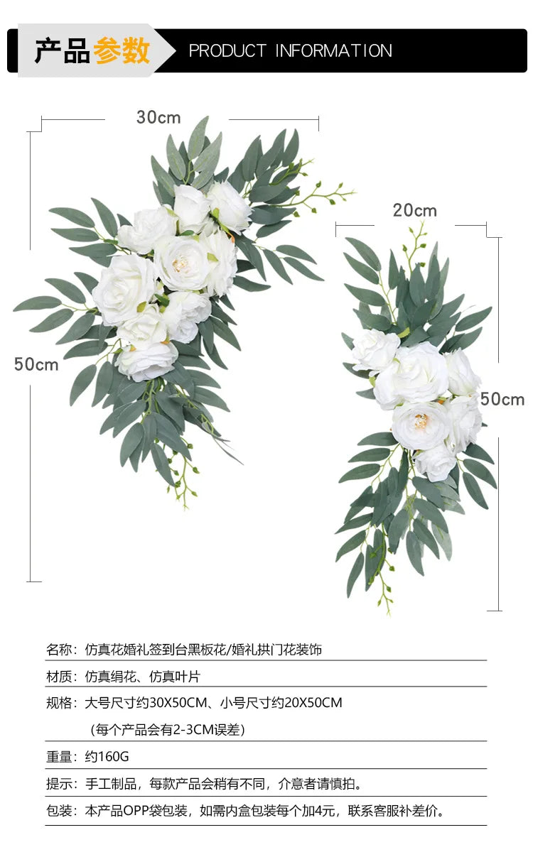 Artificial Wedding Arch Flowers Kit Boho Dusty Rose Blue Eucalyptus Garland Drapes for Wedding Decorations Welcome Sign