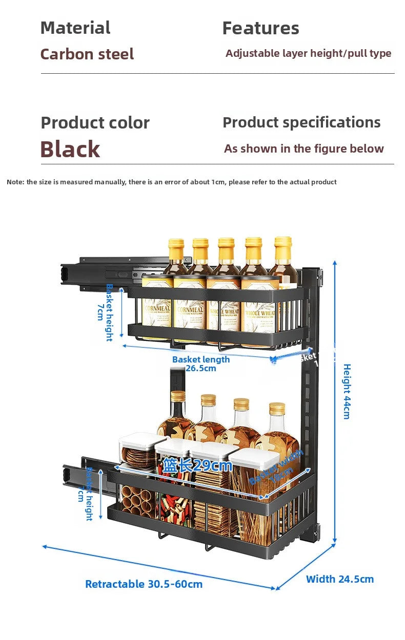 Large-Capacity Pull-Out Storage Cabinet for Home Kitchens Adjustable Under-Sink Storage Shelf with Sliding Mechanism