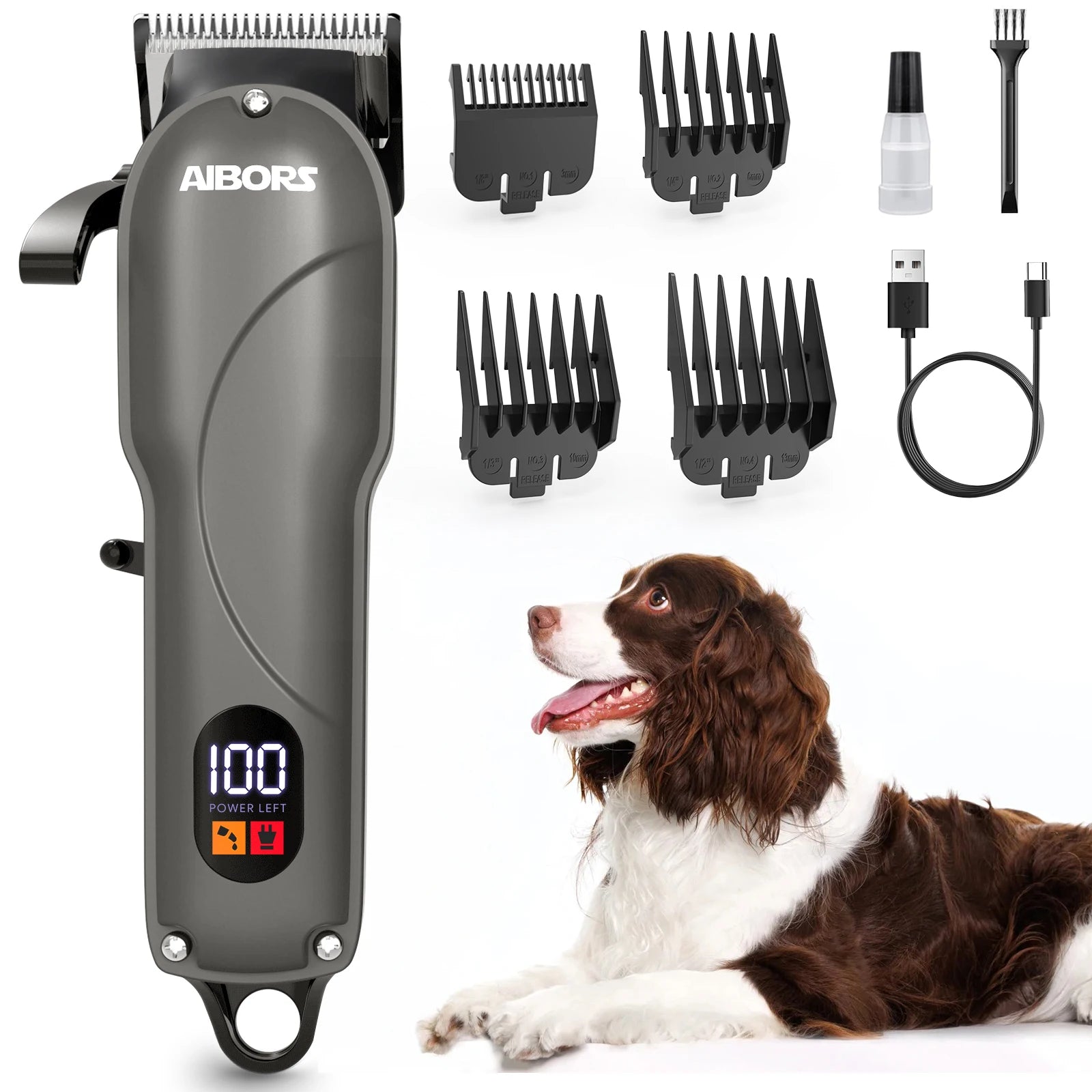 AIBORS Dog Trimmer Clipper Professional Pet Hair Cut Grooming Electronic Puppy Beauty Machine for Cat Dog Labrador Corgi