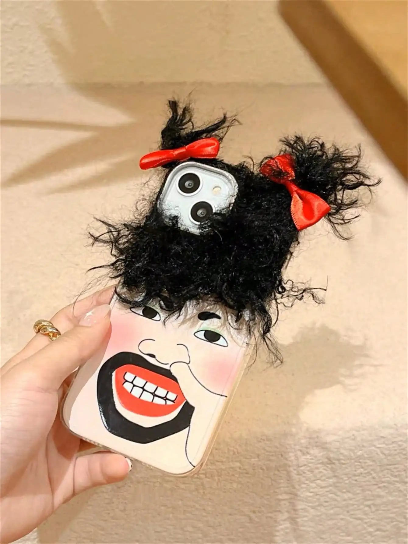 Creative Funny Expression Curly Hair Suitable For 14 Phone Cases iPhone 13 15 Pro Max 12 11 Pro Max