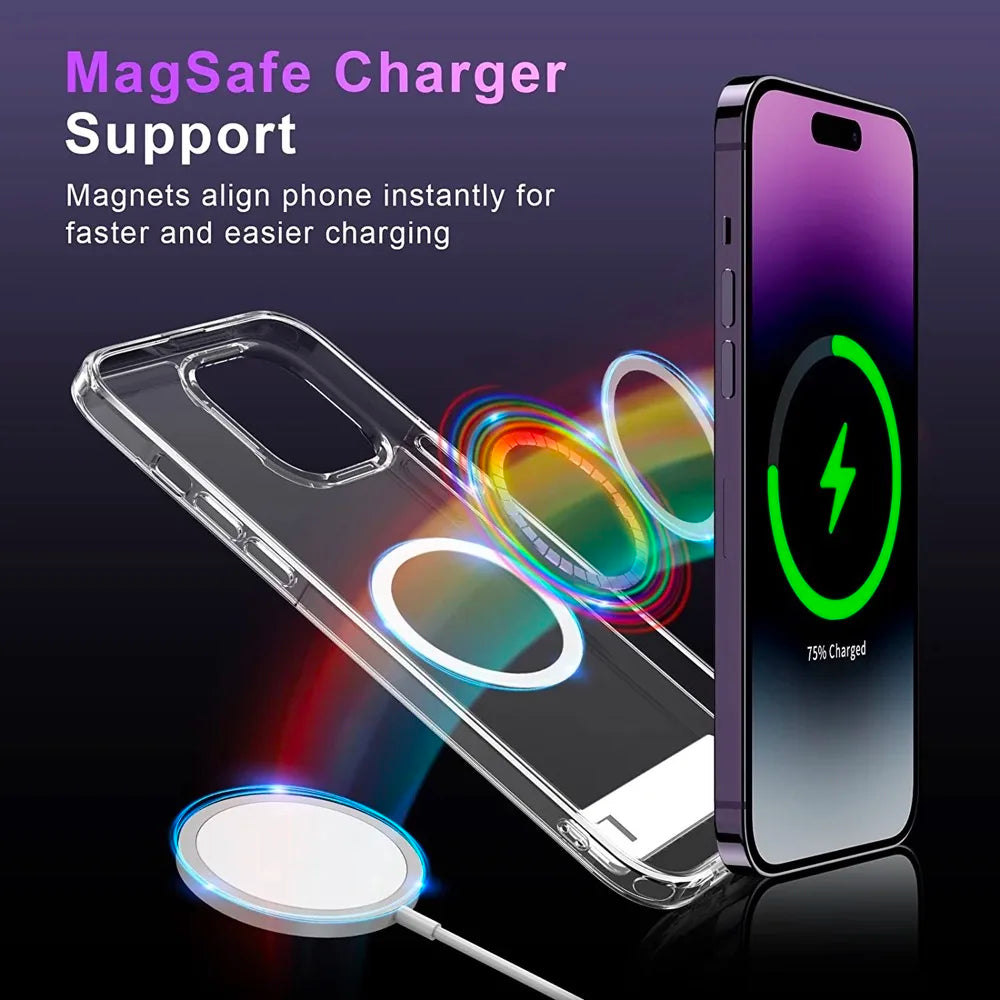 Magnetic Stand Phone Case for iPhone 16 15 14 Pro Max Plus 12 13 Mini 11 Mobile Cases with Kickstand Shockproof Slim Back Cover