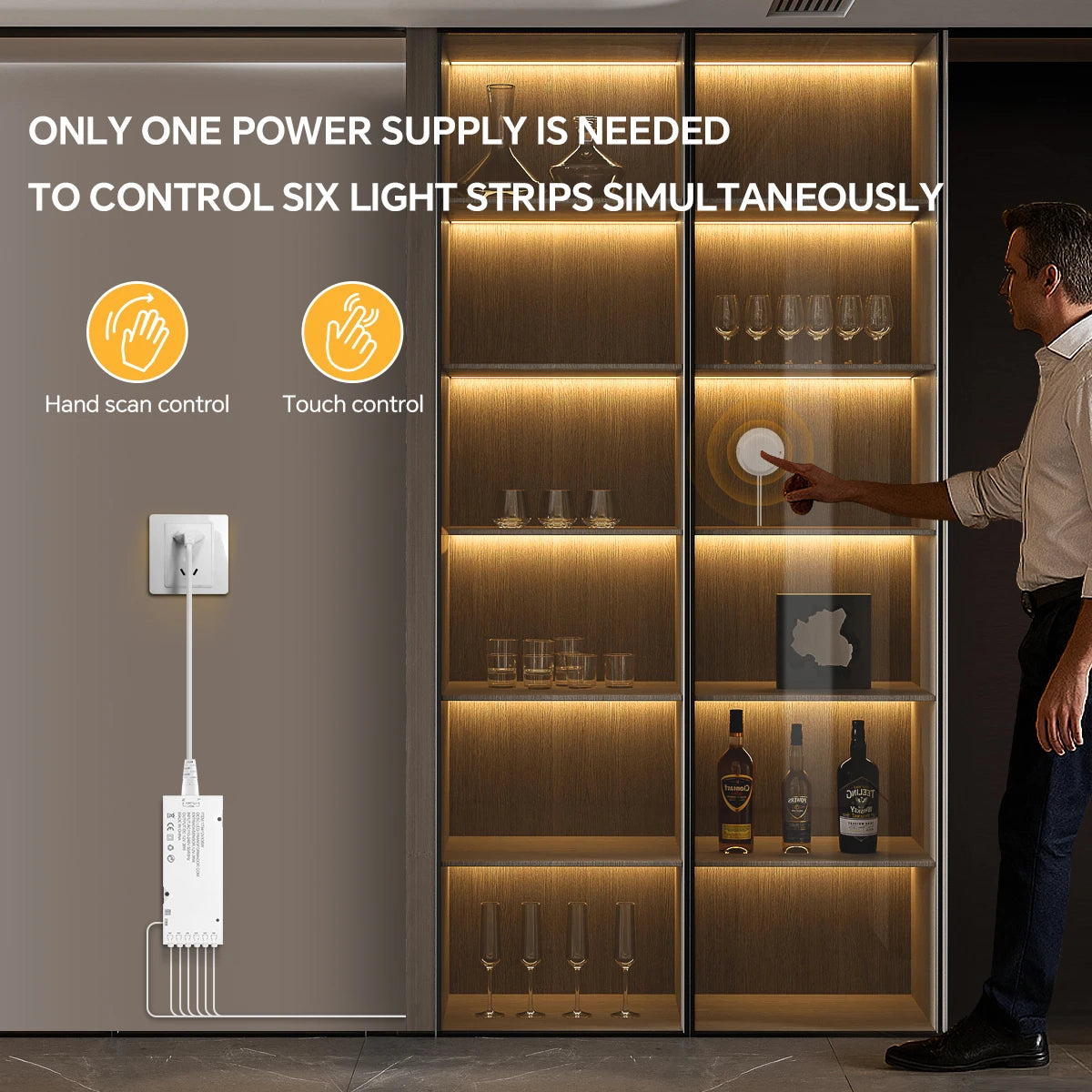 COB Neon Strip Under Cabinet Led Lights Penetrable Wood Dimmable Touch Sensor Wall Lamp,Kitchen Storage Cabinet Lighting Decor