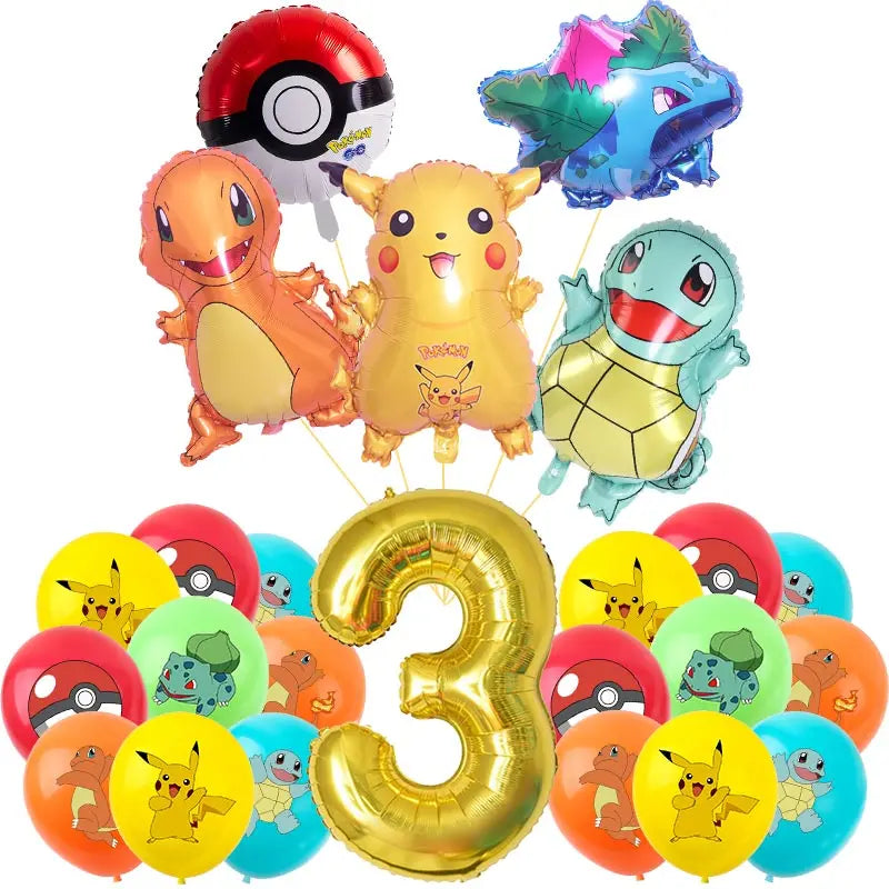 Pokemon Theme Birthday Party Decoration Supplies Cartoon Pokemon Go Tableware Cups Plates Pikachu Balloon For Baby Shower Favors