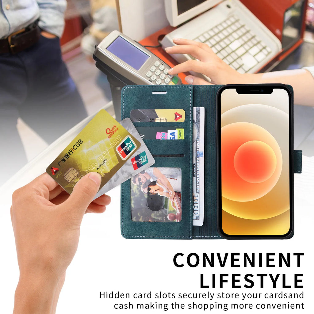 Business Leather Flip Phone Case For iPhone Air 17 16 Pro 15 14 Plus 13 Pro Max 11 12 XR X XS Max Luxury Wallet Bracket Cover