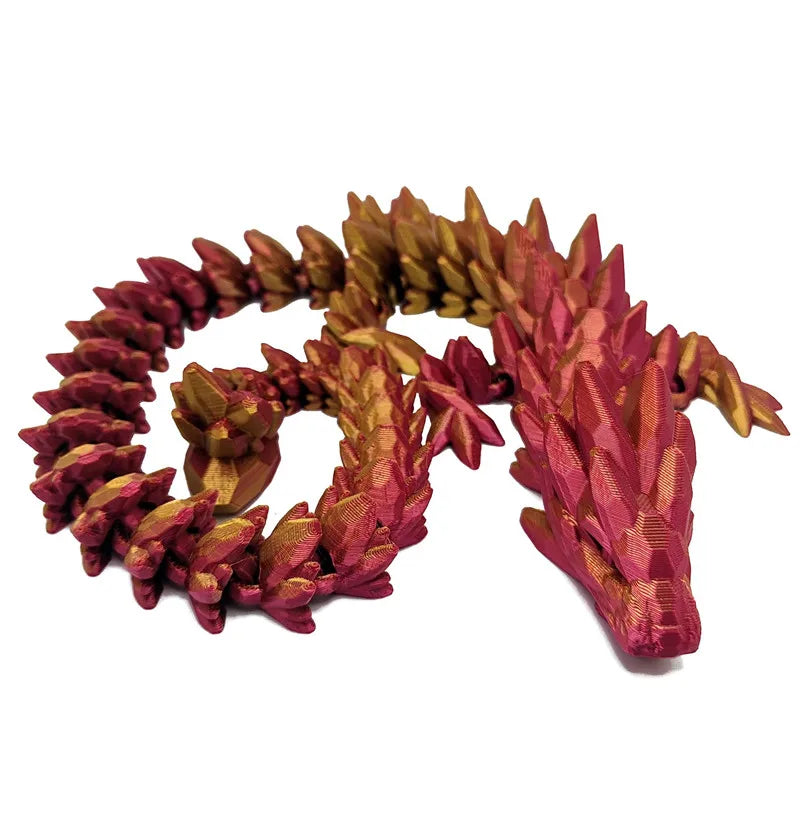 1Pc 3D Printed Gemstone Dragon Figurine-Iridescent Plastic Desk Decor, Ideal for Bedroom & Office, Perfect Gift for Christmas