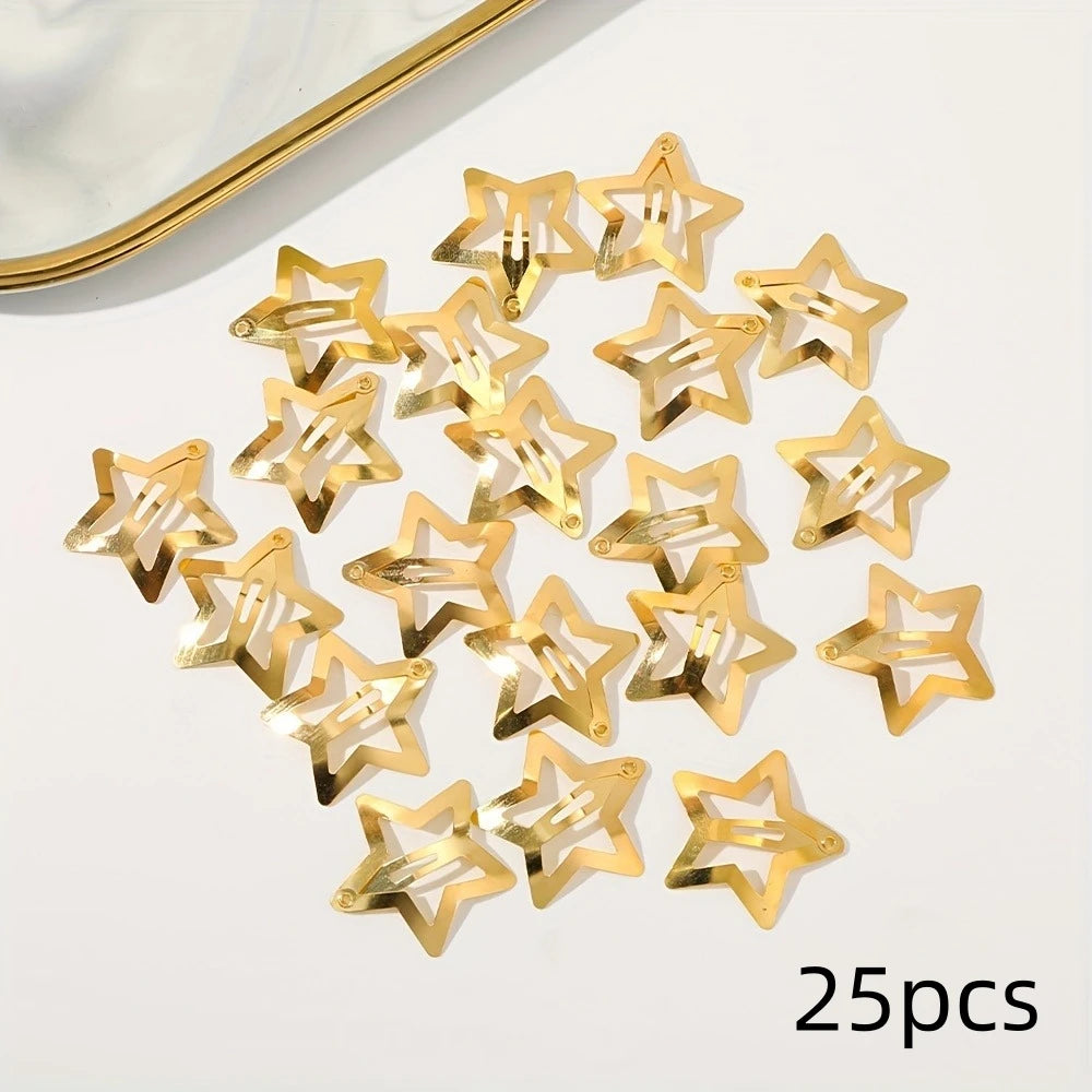 2-100Pcs Star Hair Clips for Girls Filigree Star Metal Snap Clip Hairpins Barrettes Fahsion Bobby Pin Headwear Accessories