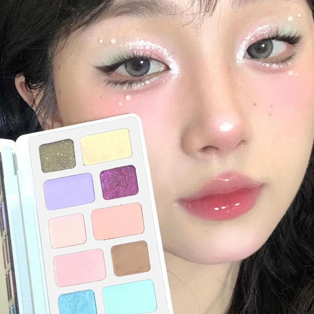 16 Color Green Pearl Eyeshadow Palette Waterproof Long-Lasting Diamond Shimmer Sparkling Crystal Eye Makeup for Cosplay CO:02