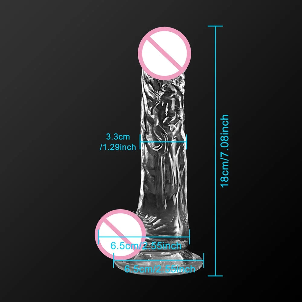 4 Sizes Transparent  Soft Jelly Dildo Realistic Fake Dick Penis Sucker Butt Plug Sex Toys for Woman Men Vagina Anal Sex Toys