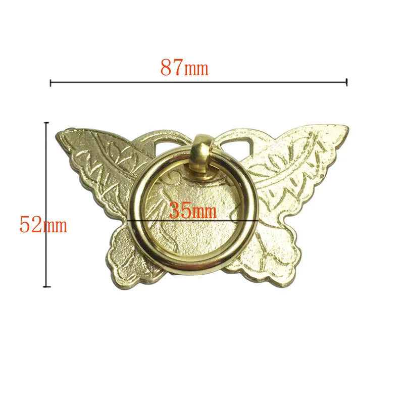1Set Vintage Brass Kitchen Furniture Bronze Handles Decorative Copper Butterfly Shape Drawer Pull Cabinet Handle for Wood Door