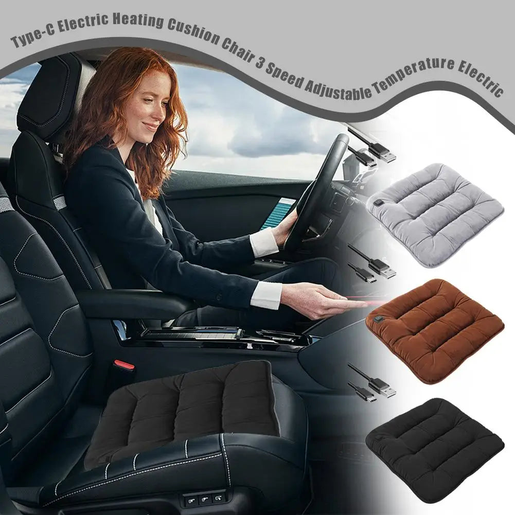 Car Heated Seat Cushion Car & Home Use Heated Seat Cushion USB Electric Heating Car Seat Cushion Multi-Scene Heating Pad New