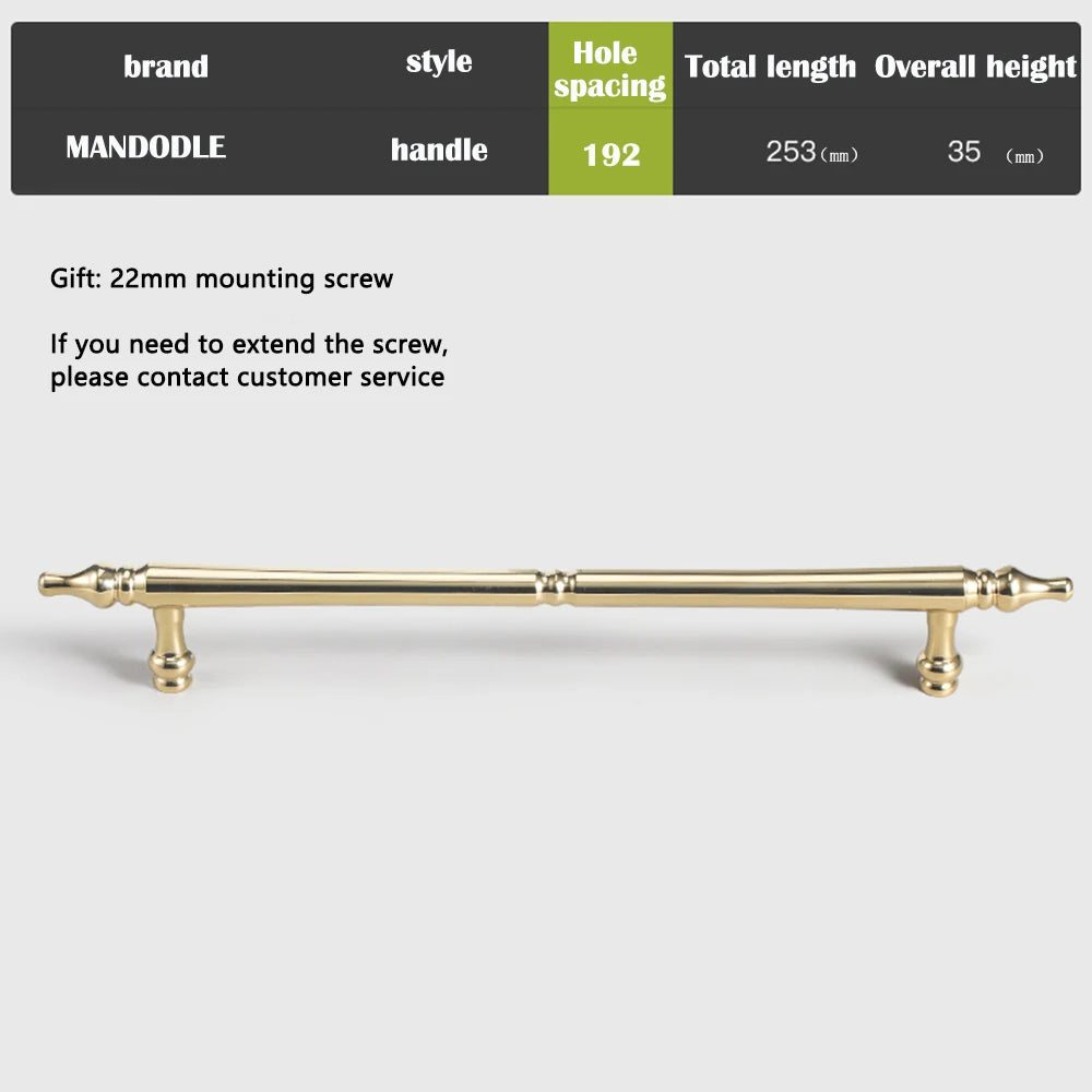 French luxury wardrobe cabinet door handle drawer cabinet Italian single hole creative design Golden European style handle