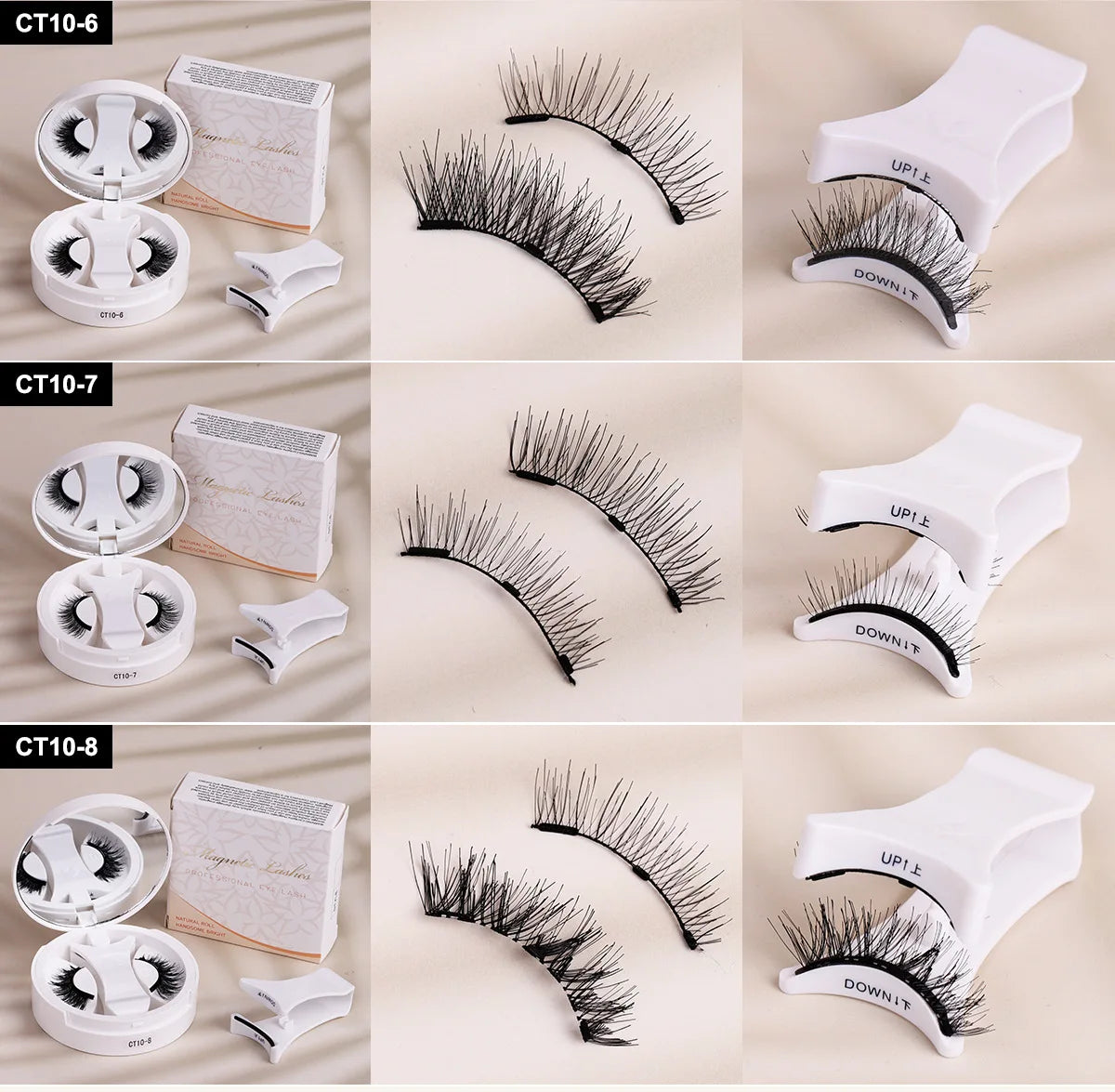 Magnetic Fake Eyelashes Set Reusable 3D Glue-free Waterproof Natural False Eyelashes With Travel-friendly Applicator