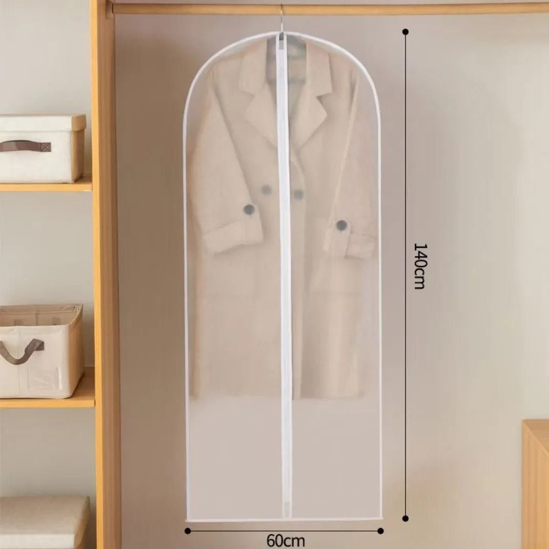 1-10PCS Clothes Dust Cover Household PEVA Transparent Waterproof Coat Suit Cover WashableHanging Pocket Clothing Organizer