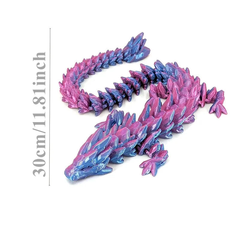 1Pc 3D Printed Gemstone Dragon Figurine-Iridescent Plastic Desk Decor, Ideal for Bedroom & Office, Perfect Gift for Christmas