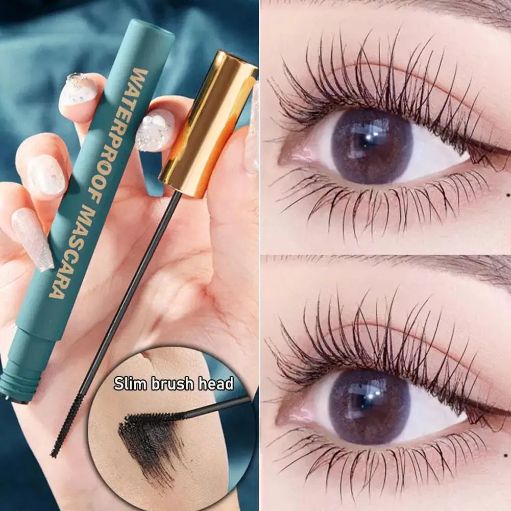Black Waterproof Mascara - Lengthening Curling Sweatproof Smudge-Proof Eye Makeup Cosmetics Long-Lasting Volumizing for Women