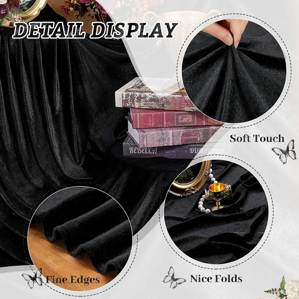 Black Velvet Tablecloth Halloween Luxurious Solid Rectangle Table Cloth for Party Wedding Kitchen Dinning Tabletop Decoration