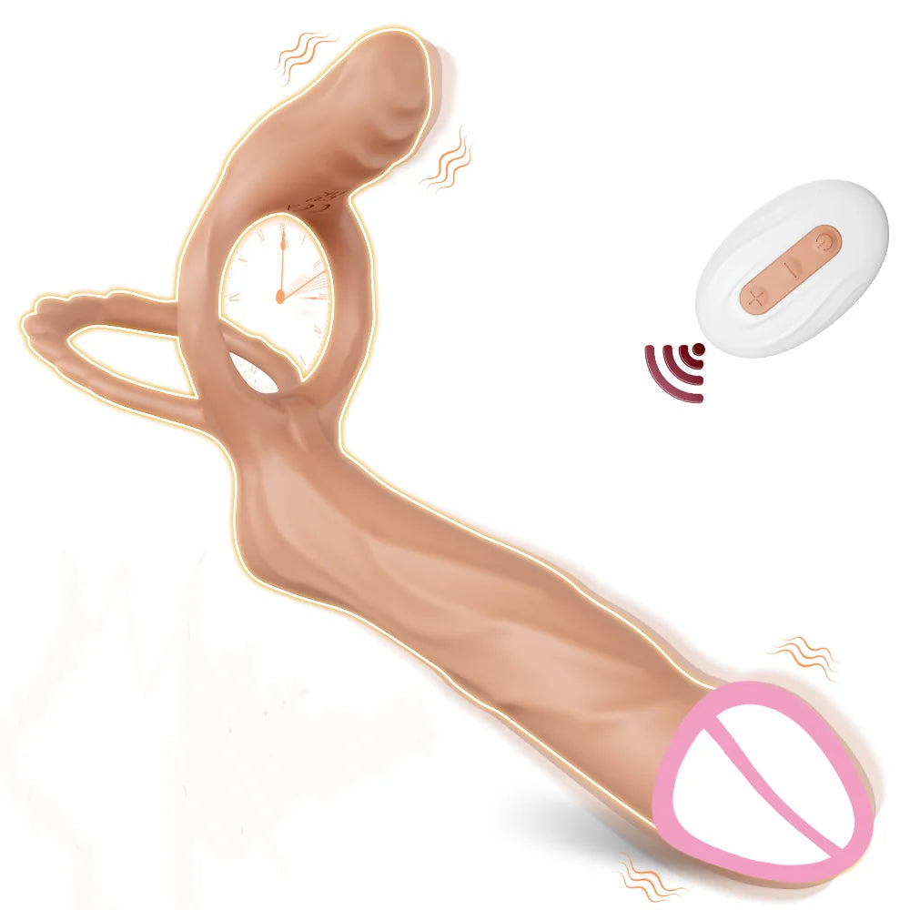 Double Penetration Cock Ring Anal Plug Dildo Vibrating Butt Plug Vibrator For Men Strap On Penis Erotic Sex Toys For Couples